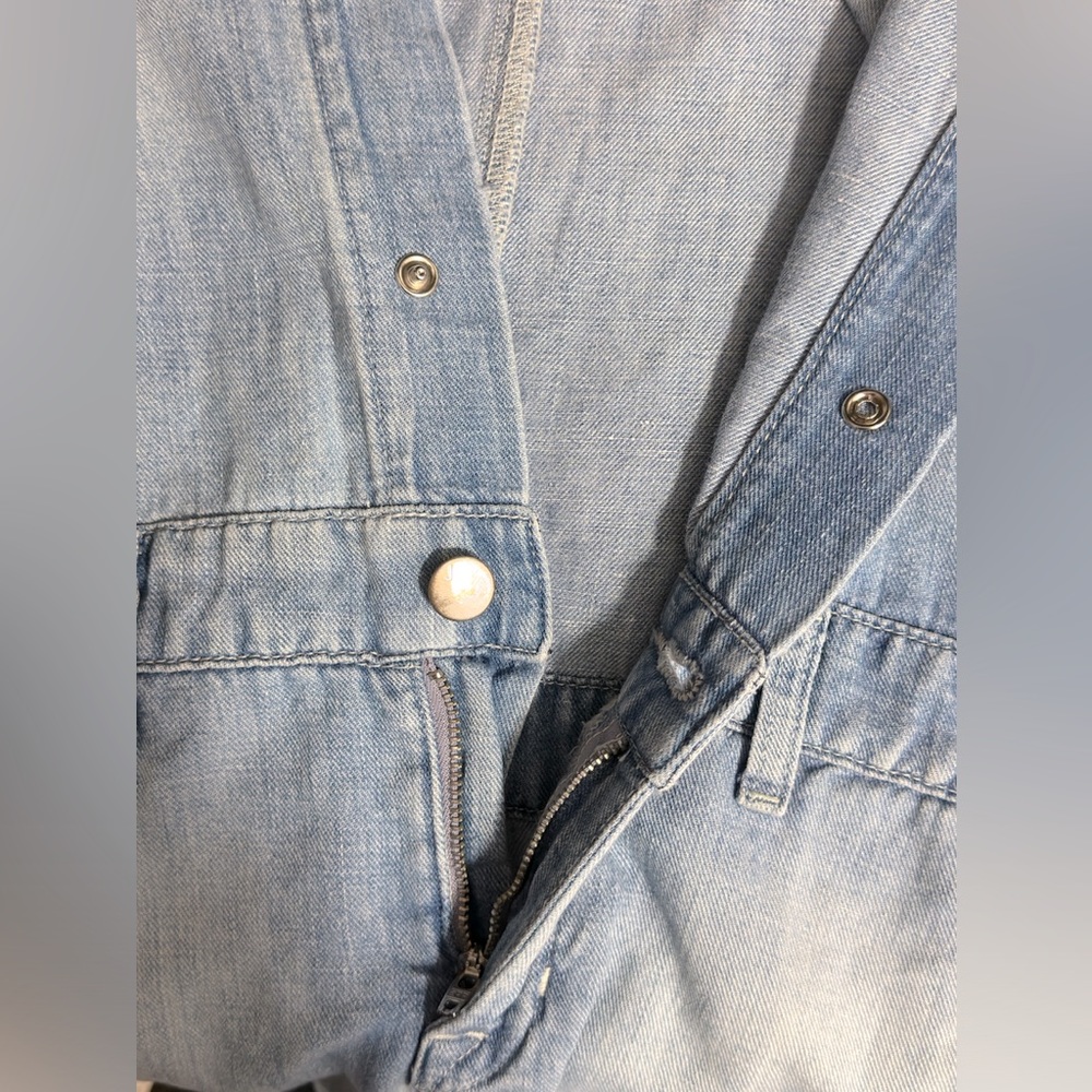J BRAND Kayla Sleeveless Denim Romper, Montauk Snap front, Cotton Linen … - Picture 8 of 10